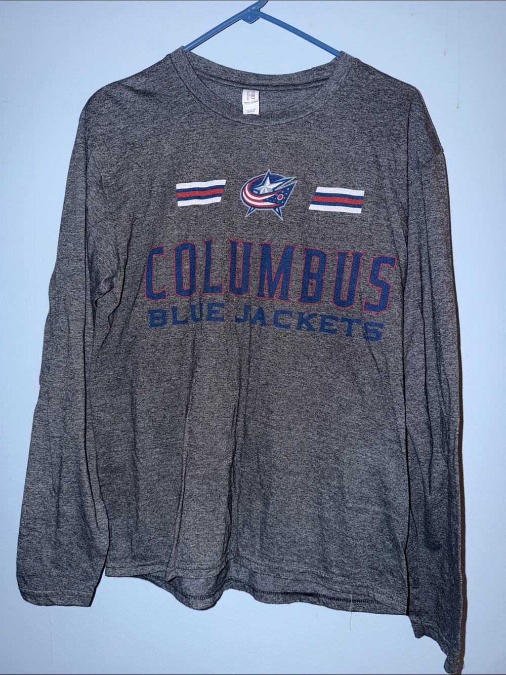 Medium NHL Columbus Blue Jackets Men's Gray Long Sleeve Crewneck Shirt
